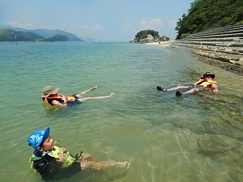カヤック　SUP  折り返し地点で休憩中